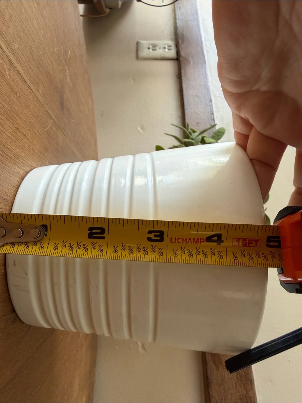 IKEA White Ribbed Ceramic Planter